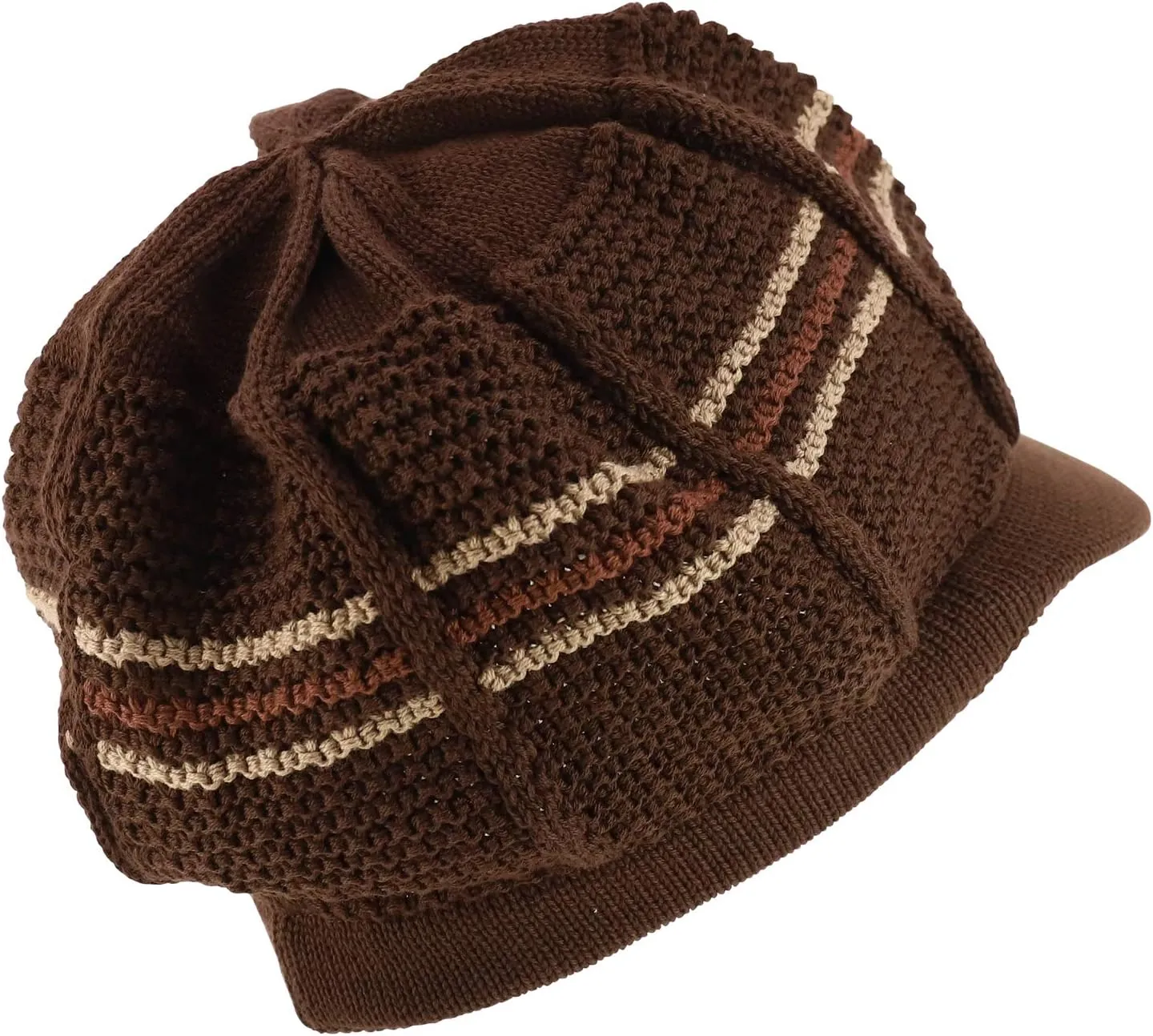 RGY Striped Knit Deep Crown 100% Cotton Rasta Beanie Visor