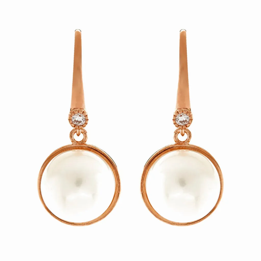 ROSE GOLD FRESHWATER PEARL DROP EARRINGS