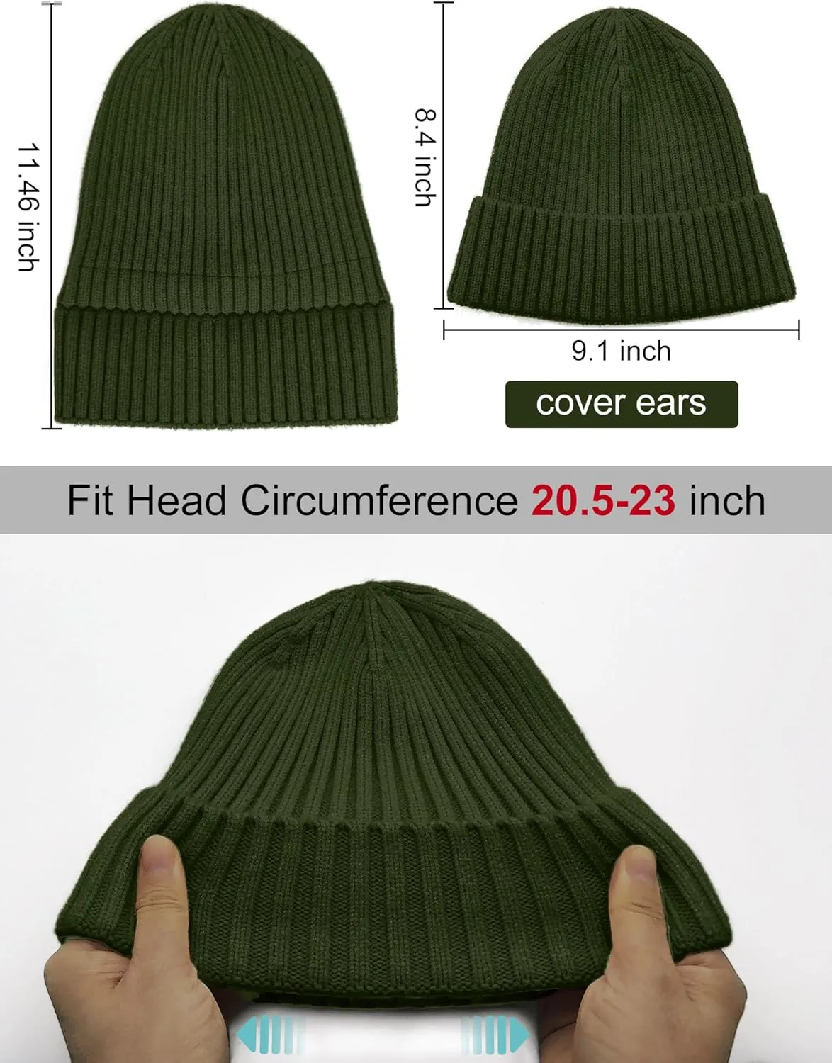 Satin Lined Wool Beanie Hat for Women Men Winter Cold, Warm Knit Fashion Cuffed Beanie Skull Cap Watch Cap