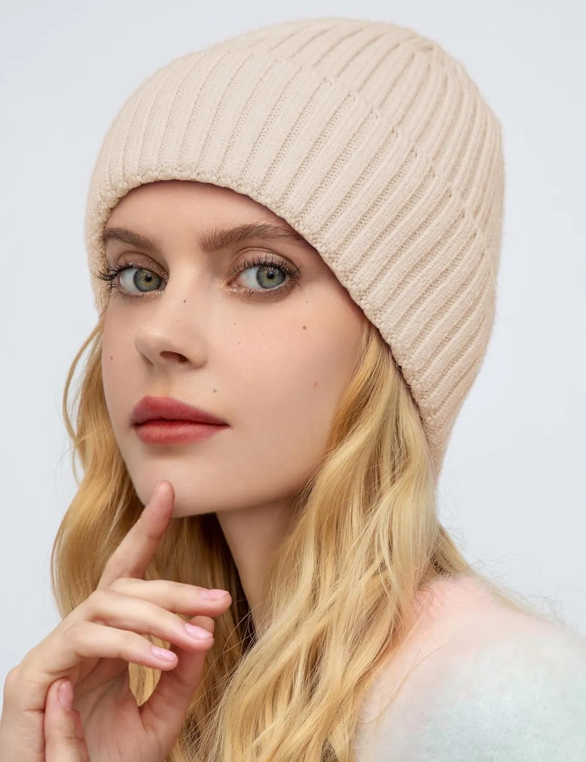 Satin Lined Wool Beanie Hat for Women Men Winter Cold, Warm Knit Fashion Cuffed Beanie Skull Cap Watch Cap