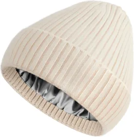 Satin Lined Wool Beanie Hat for Women Men Winter Cold, Warm Knit Fashion Cuffed Beanie Skull Cap Watch Cap