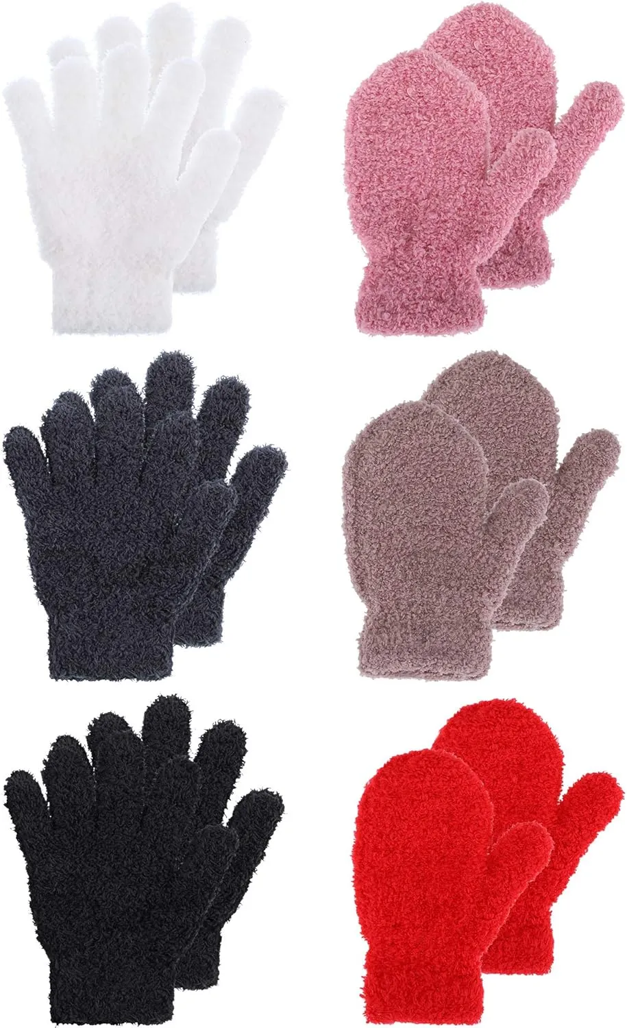 SATINIOR 6 Pairs Toddler Knitted Gloves Kids Winter Warm Stretchy Mittens Soft Lightweight Mittens for Boys and Girls