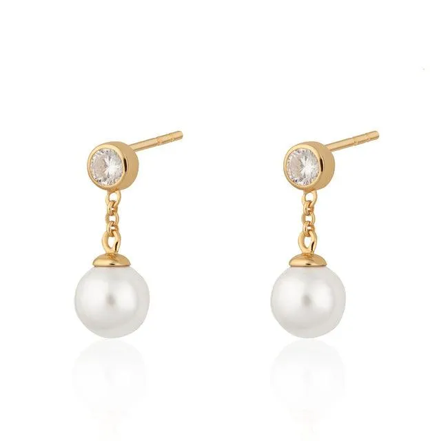 Scream Pretty Hannah Martin Gold Pearl Cubic Zirconia Drop Earrings