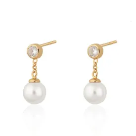 Scream Pretty Hannah Martin Gold Pearl Cubic Zirconia Drop Earrings