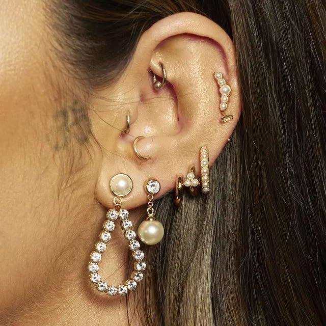 Scream Pretty Hannah Martin Gold Pearl Cubic Zirconia Drop Earrings