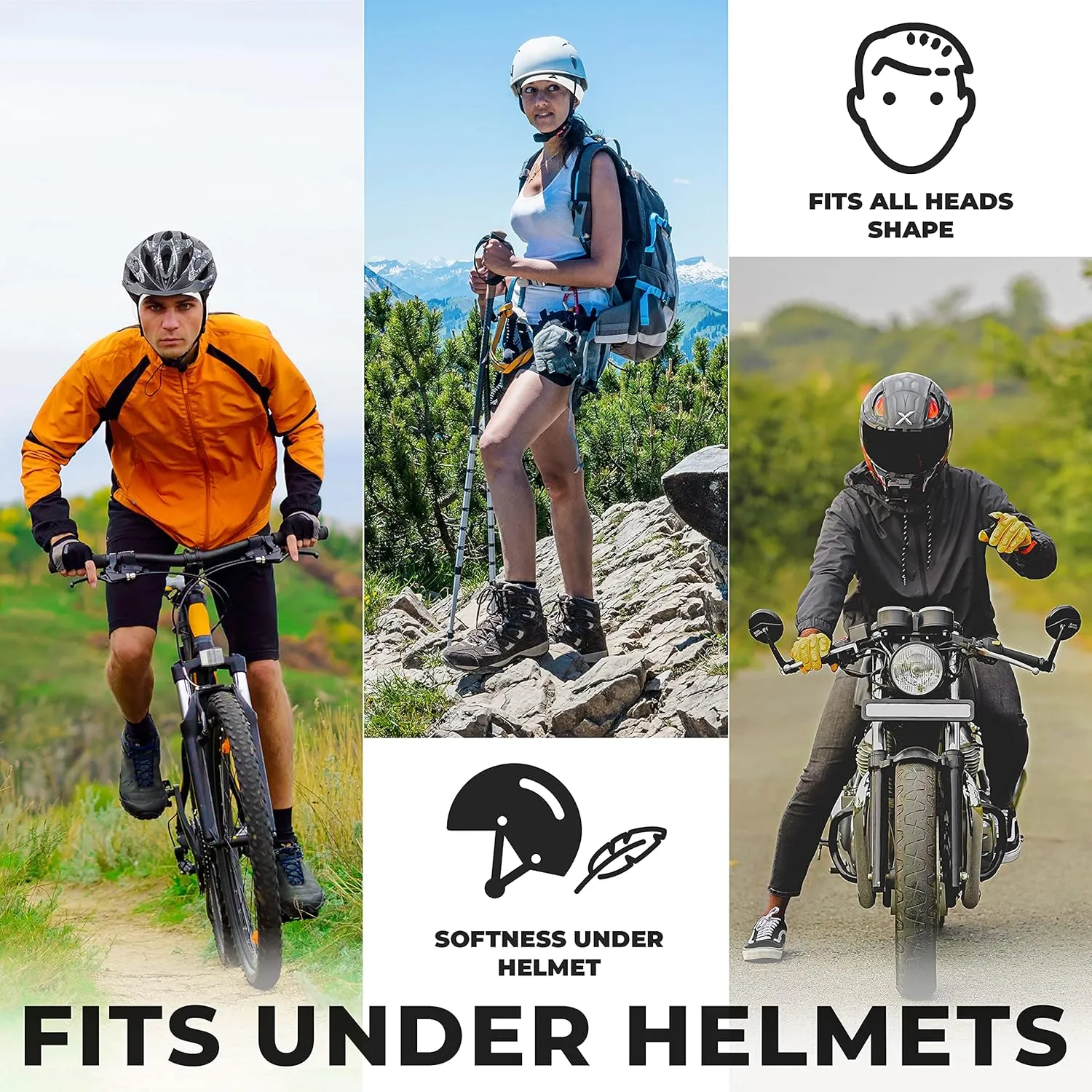 Skull Cap Helmet Liner Running Beanie - Ultimate Thermal Retention and Performance Moisture Wicking. Fits Under Helmets