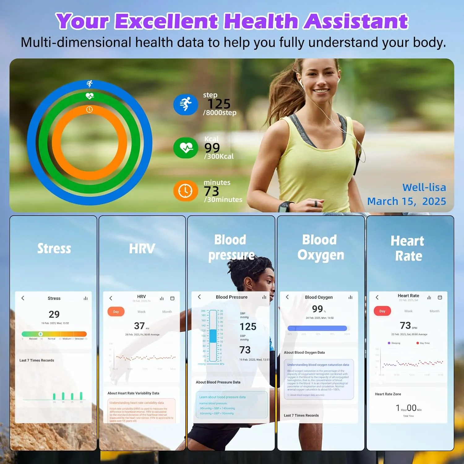 Smart Fitness Ring for Men & Women  Activity & Health Tracker with Heart Rate, Sleep & Blood Oxygen Saturation Monitoring, Motion Tracking, Waterproof Design & No Subscription Needed