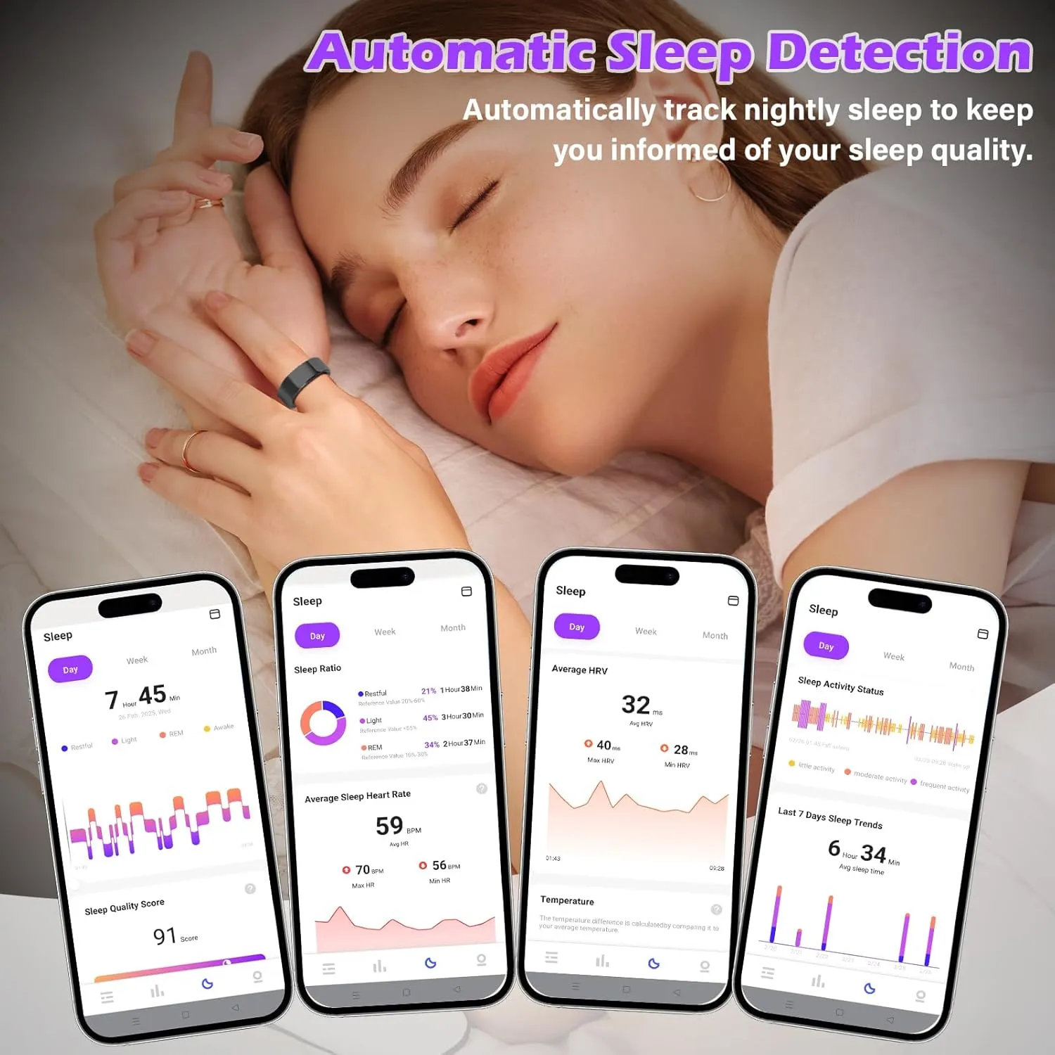 Smart Fitness Ring for Men & Women  Activity & Health Tracker with Heart Rate, Sleep & Blood Oxygen Saturation Monitoring, Motion Tracking, Waterproof Design & No Subscription Needed