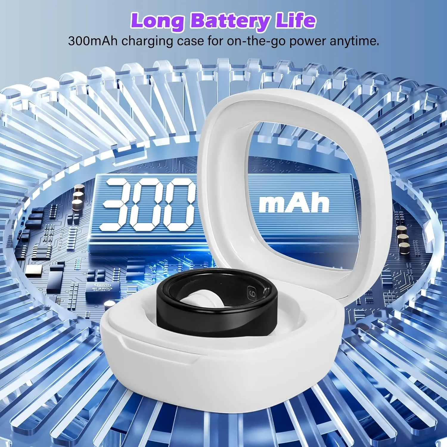 Smart Fitness Ring for Men & Women  Activity & Health Tracker with Heart Rate, Sleep & Blood Oxygen Saturation Monitoring, Motion Tracking, Waterproof Design & No Subscription Needed