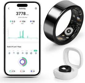 Smart Fitness Ring for Men & Women  Activity & Health Tracker with Heart Rate, Sleep & Blood Oxygen Saturation Monitoring, Motion Tracking, Waterproof Design & No Subscription Needed