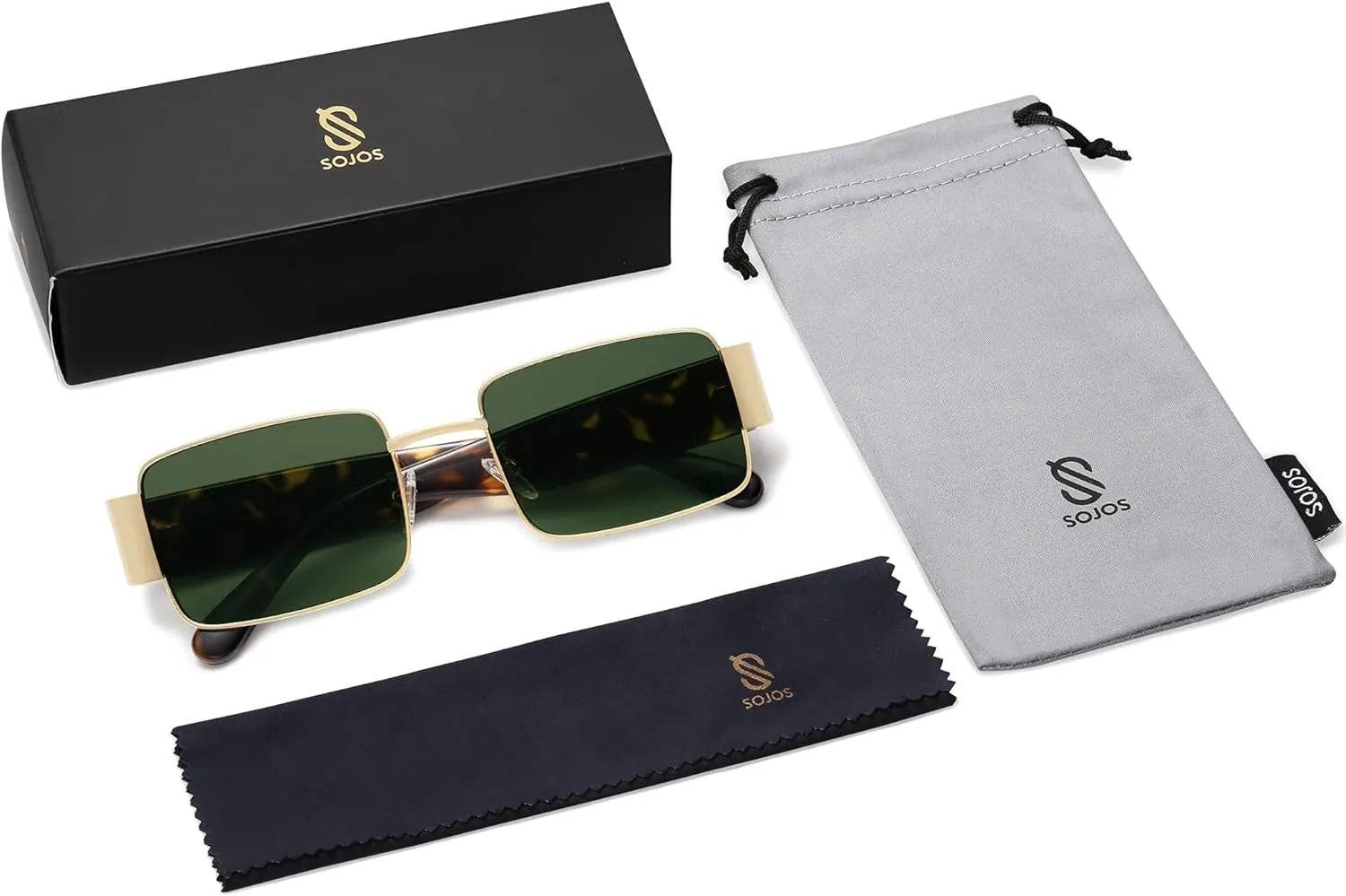 SOJOS Retro Fashion Rectangle Sunglasses Womens Mens Vintage Trendy Square Shades SJ1162