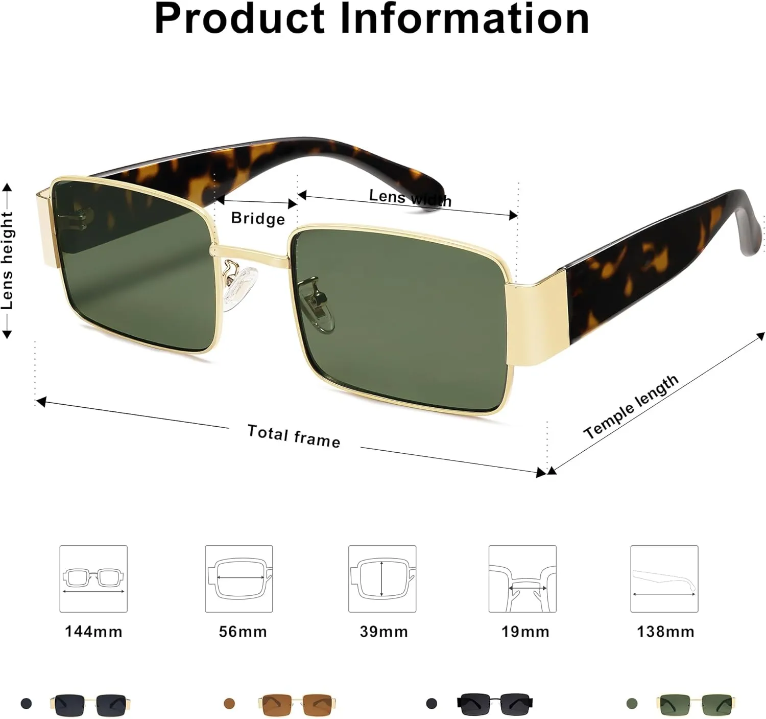 SOJOS Retro Fashion Rectangle Sunglasses Womens Mens Vintage Trendy Square Shades SJ1162