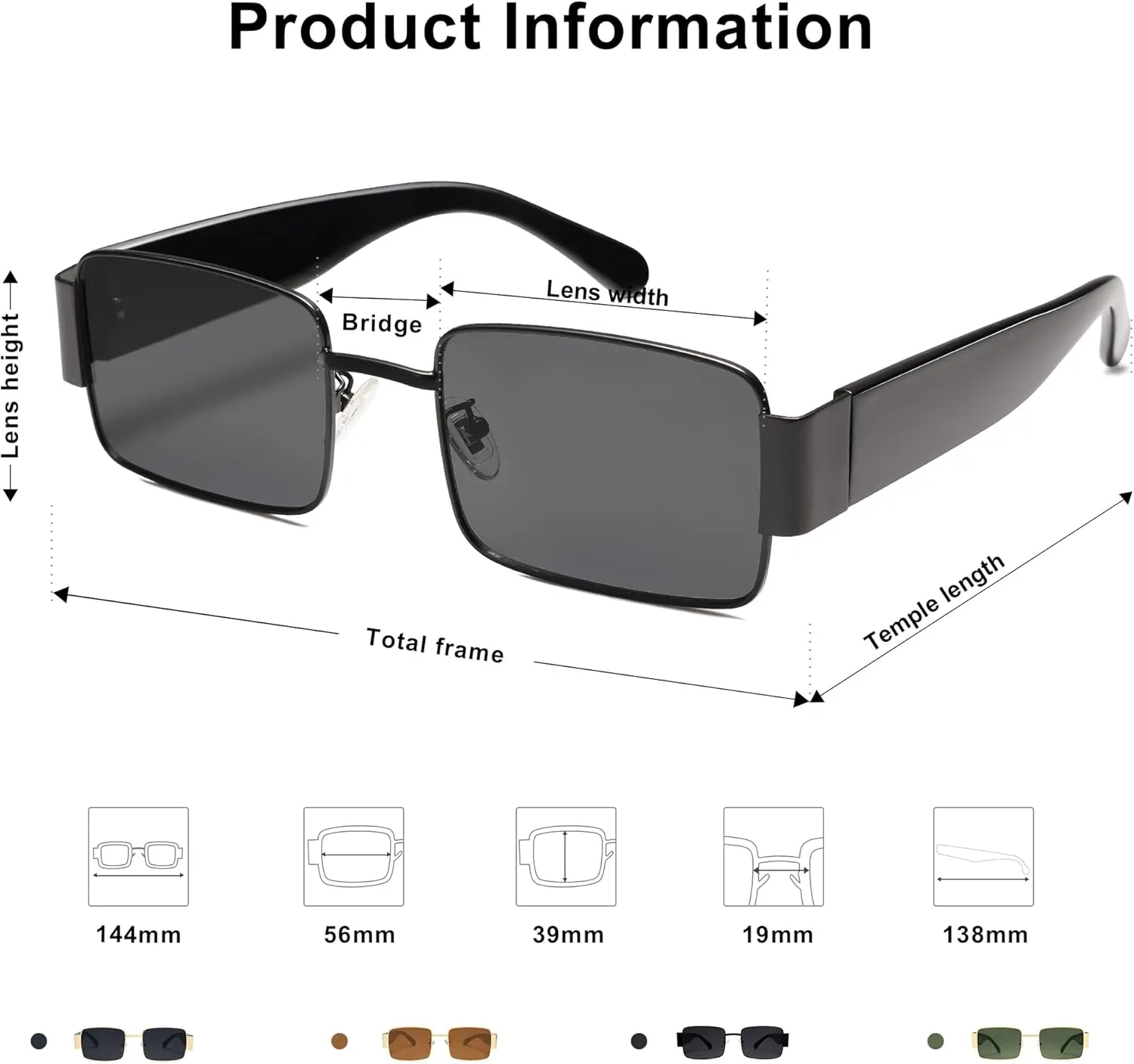 SOJOS Retro Fashion Rectangle Sunglasses Womens Mens Vintage Trendy Square Shades SJ1162