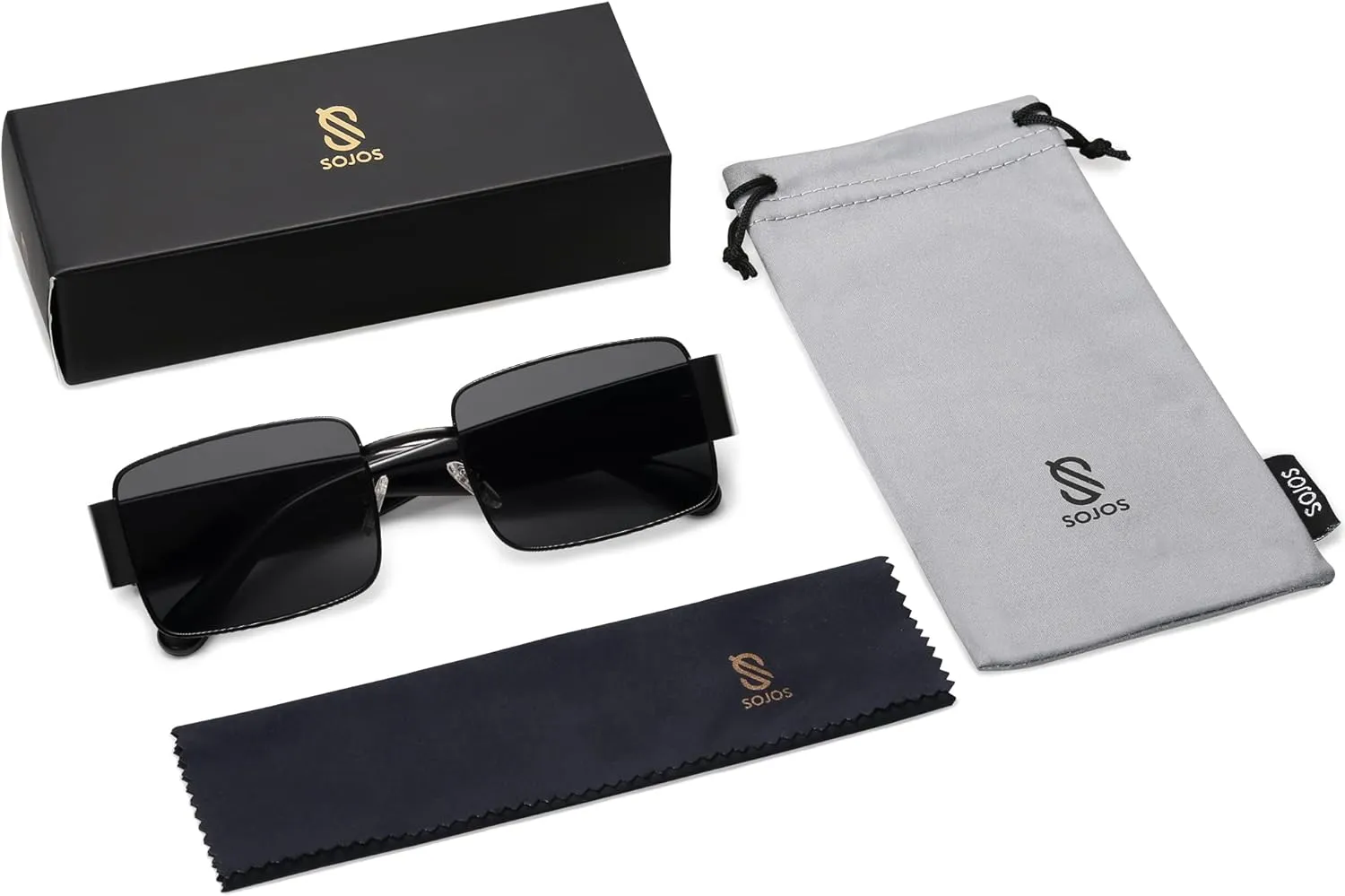 SOJOS Retro Fashion Rectangle Sunglasses Womens Mens Vintage Trendy Square Shades SJ1162