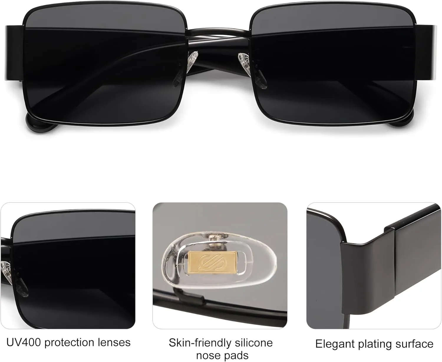 SOJOS Retro Fashion Rectangle Sunglasses Womens Mens Vintage Trendy Square Shades SJ1162