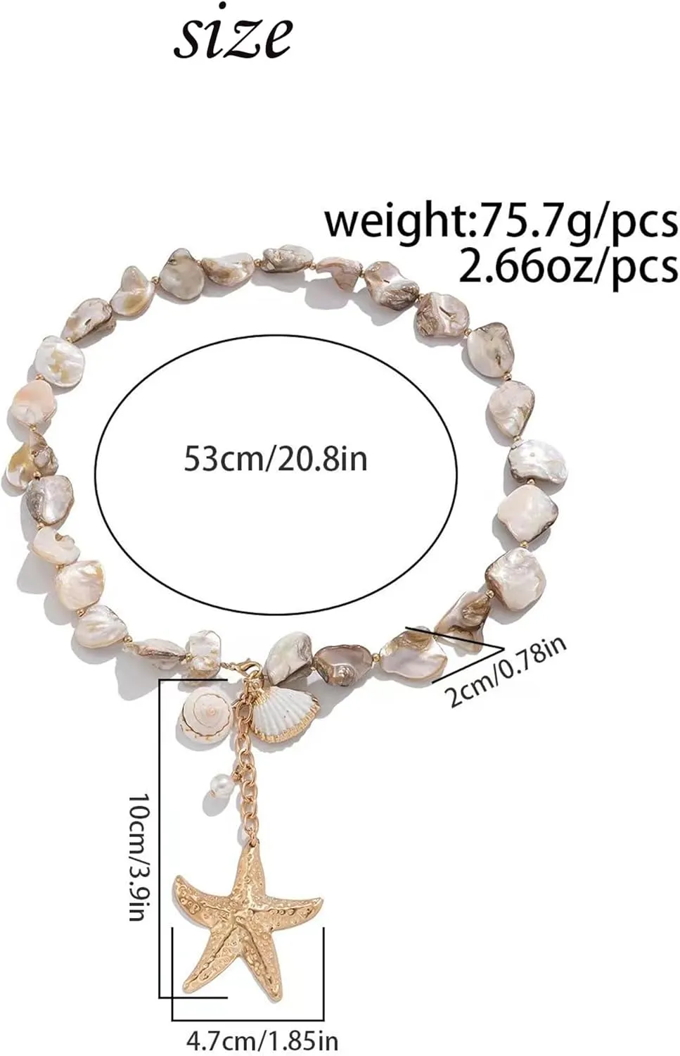 Starfish Necklace for Women Gold Seashell Starfish Pendant Necklace Layered Pearl Star Fish Choker Summer Beach Jewelry Outfit Accessories for Her