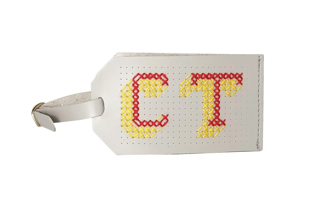 Stitch Luggage Tag - Light Grey