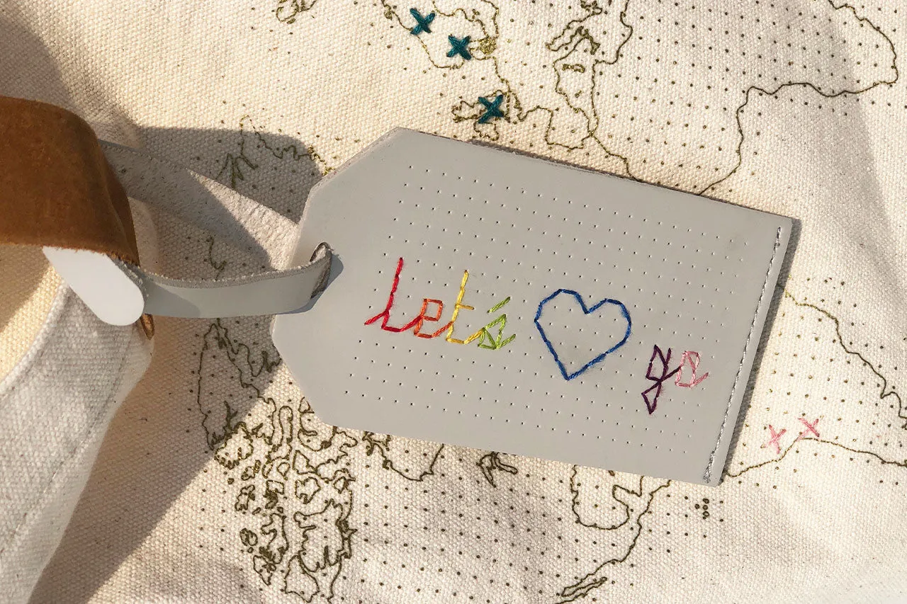 Stitch Luggage Tag - Light Grey