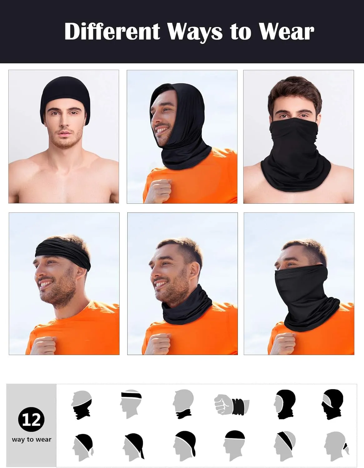 Summer Face Cover Scarf Mens Balaclava Neck Gaiter Baclava Face Breathable Bandana Sun Protection Cycling Running