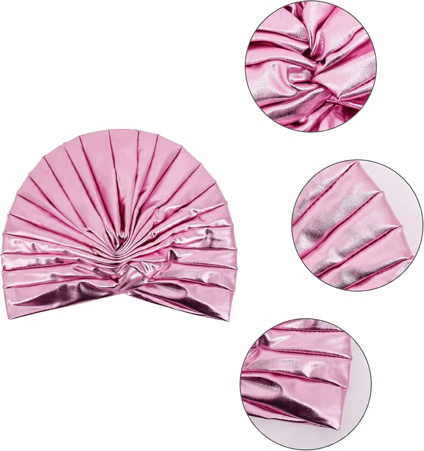 Surkat Unisex Metallic Arab India Pleated Turban Headwrap Swami Hat Costume Hat Chemo Cap