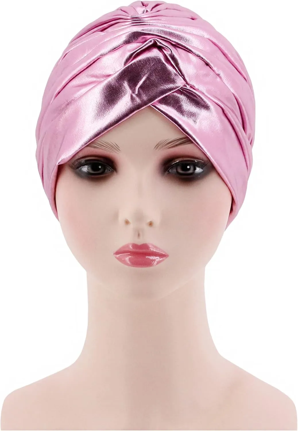 Surkat Unisex Metallic Arab India Pleated Turban Headwrap Swami Hat Costume Hat Chemo Cap