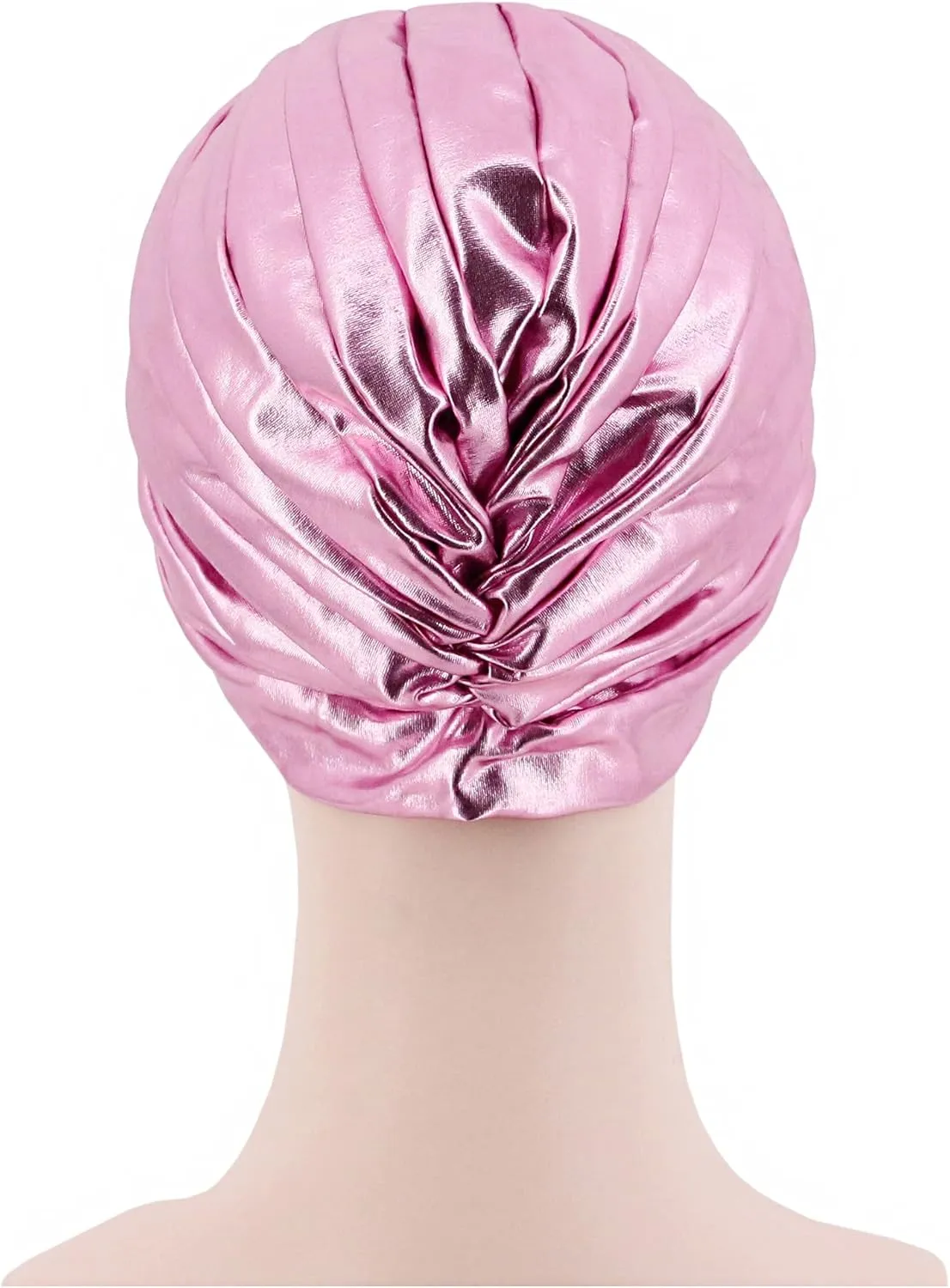 Surkat Unisex Metallic Arab India Pleated Turban Headwrap Swami Hat Costume Hat Chemo Cap