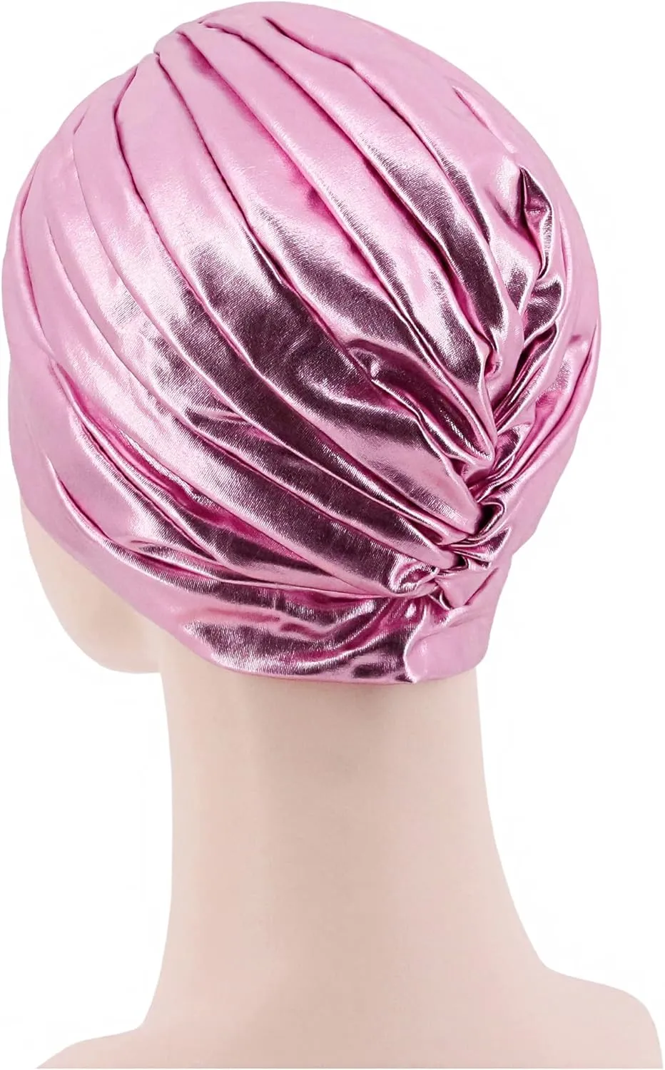 Surkat Unisex Metallic Arab India Pleated Turban Headwrap Swami Hat Costume Hat Chemo Cap