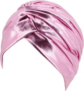 Surkat Unisex Metallic Arab India Pleated Turban Headwrap Swami Hat Costume Hat Chemo Cap