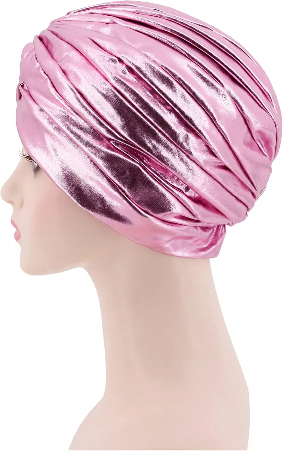 Surkat Unisex Metallic Arab India Pleated Turban Headwrap Swami Hat Costume Hat Chemo Cap