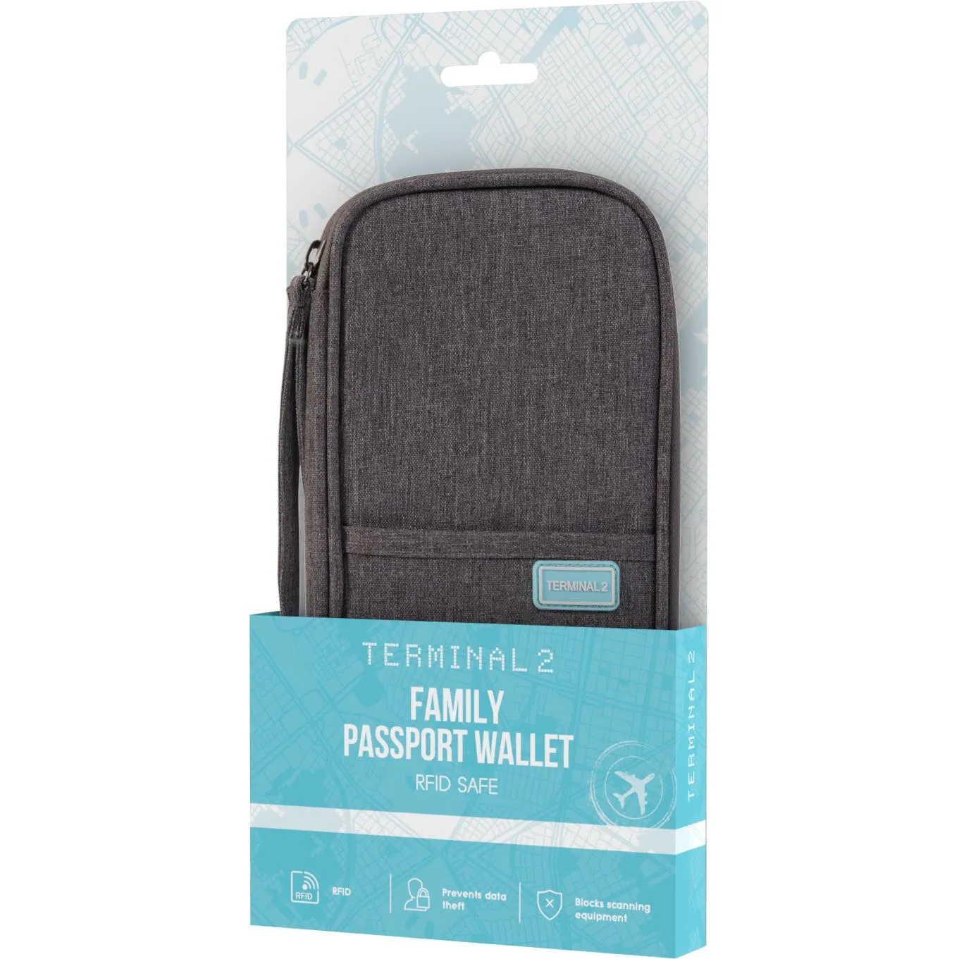 T2 Family RFID Passport Travel Wallet (Grey)