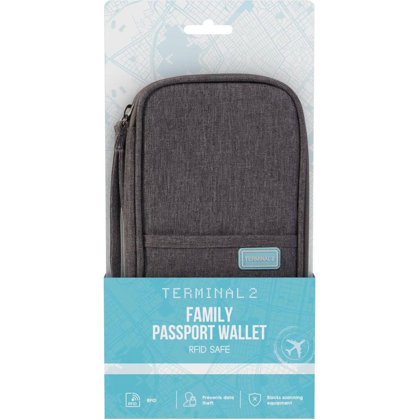 T2 Family RFID Passport Travel Wallet (Grey)