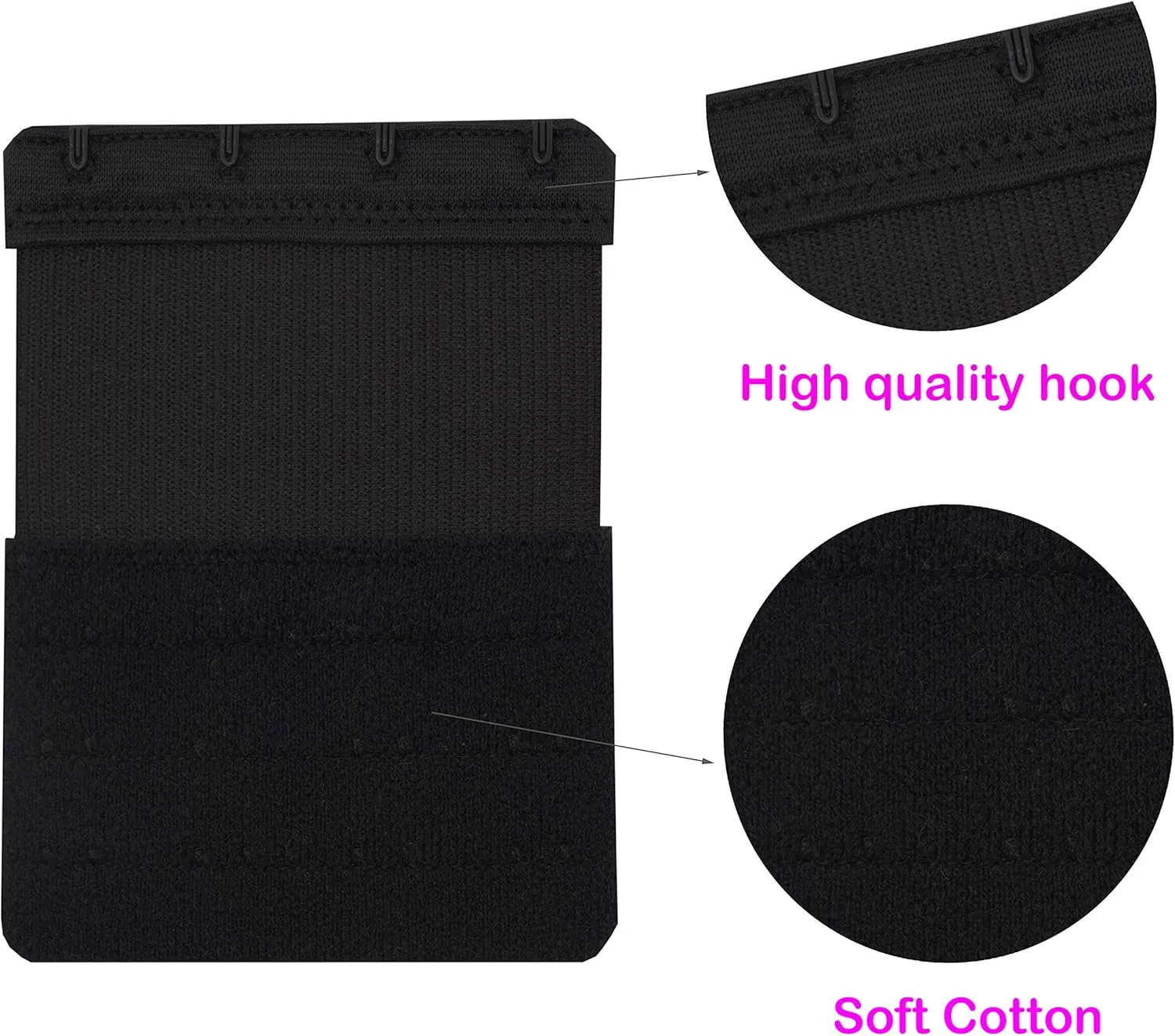 Tamlien 4 Hook Bra Extenders,Stretchy Soft and Comfortable Bra Strap Extender