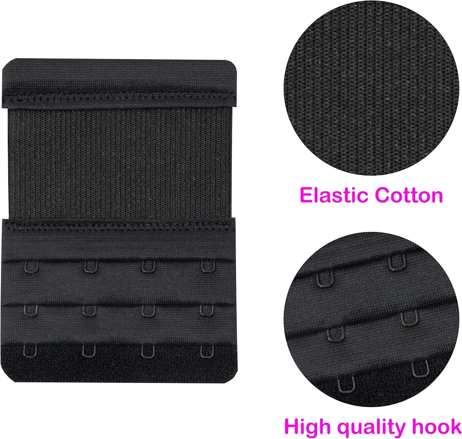 Tamlien 4 Hook Bra Extenders,Stretchy Soft and Comfortable Bra Strap Extender