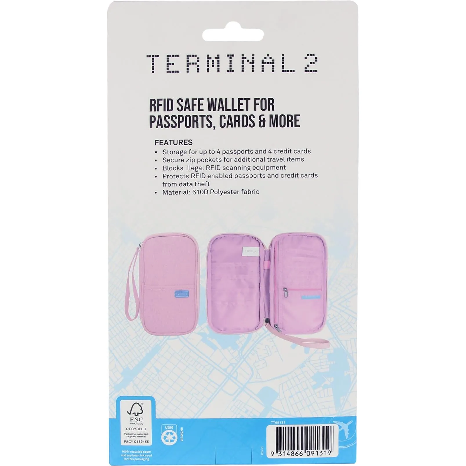 Terminal 2 Family RFID Passport Wallet (Pink)