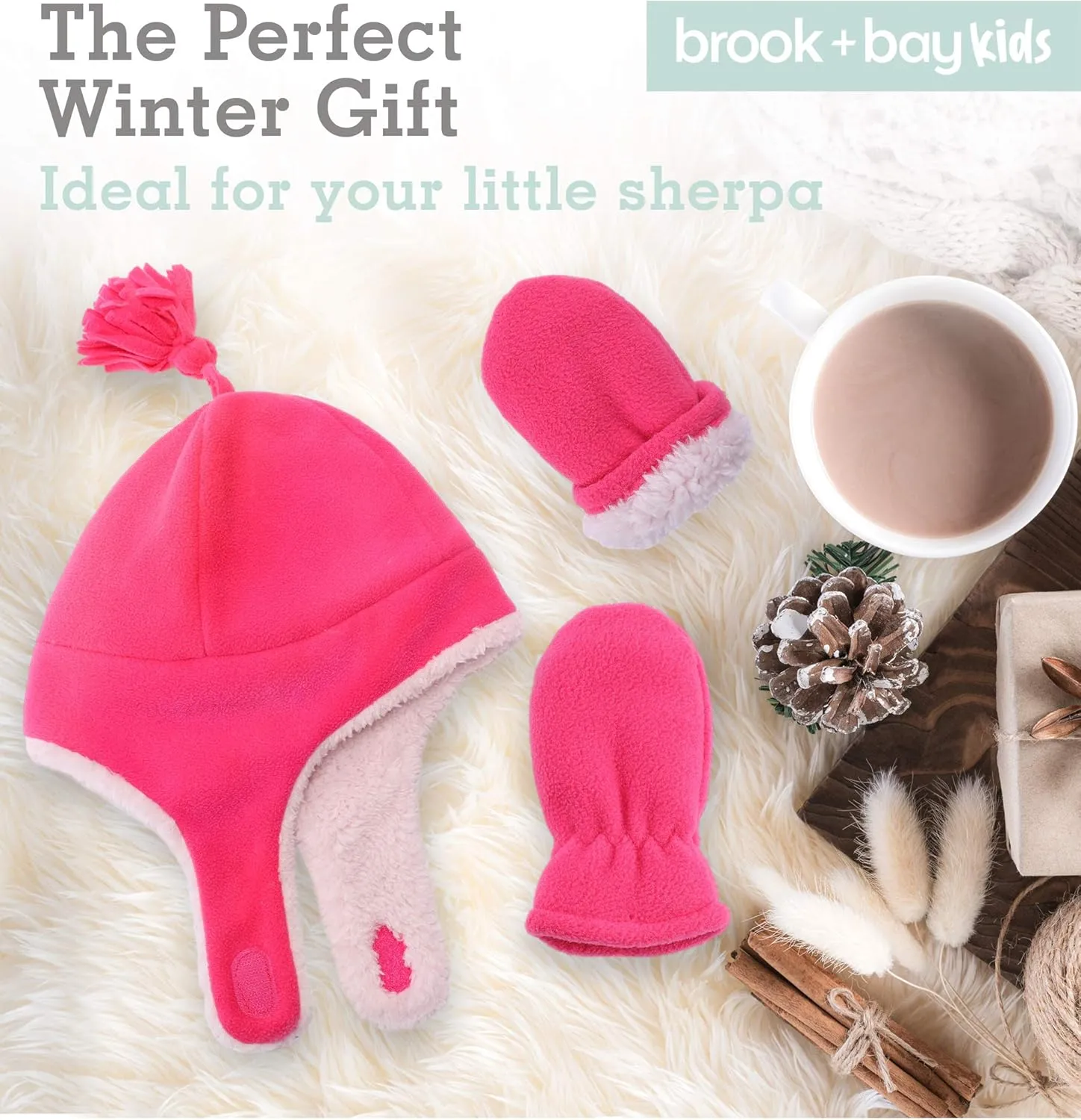 Toddler Hat & Glove Set - Baby Fleece Winter Hat and Mittens for Infant Kids