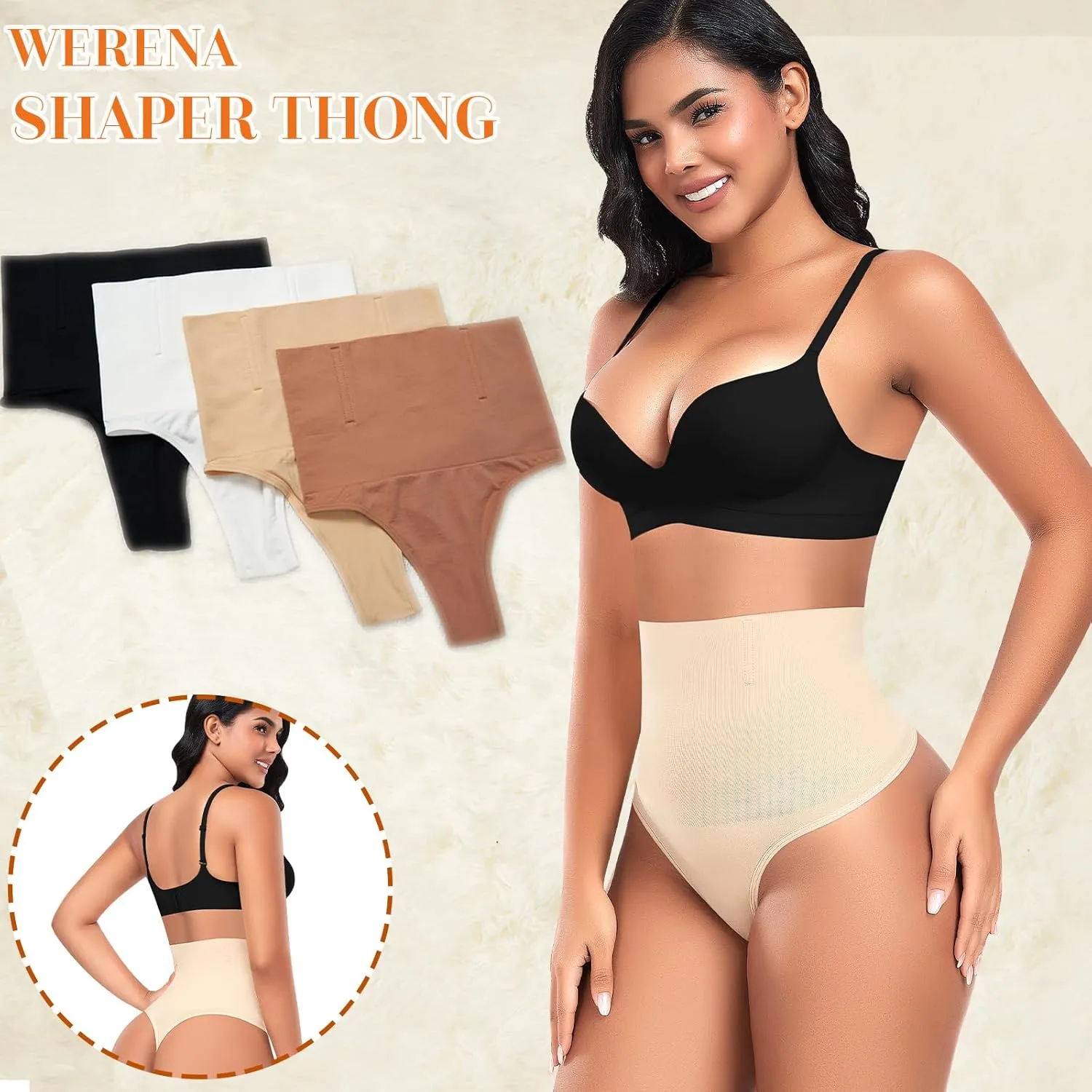 Tummy Control Thong Shapewear for Women High Waisted Body Shaper Panties Shaping Thong Girdle Underwear