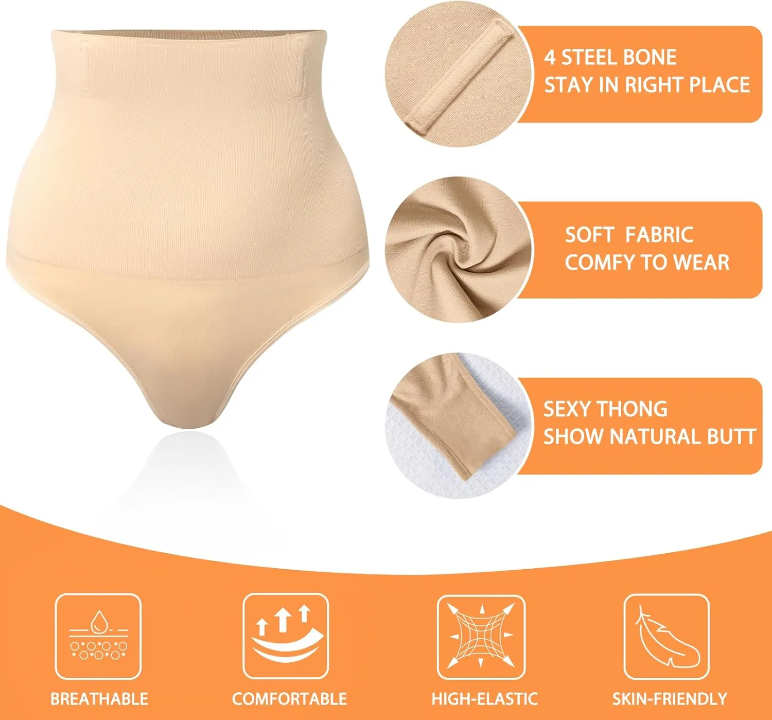 Tummy Control Thong Shapewear for Women High Waisted Body Shaper Panties Shaping Thong Girdle Underwear