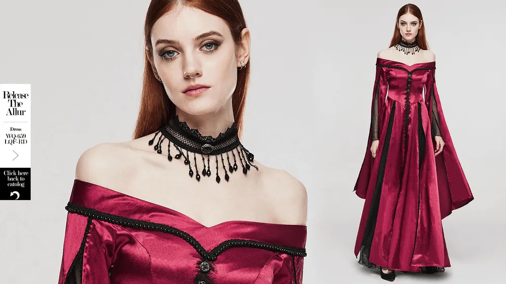 Victorian-Inspired Lace Choker with Black Beads