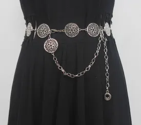 Vintage Fashion Women Metal Circle Waist Chain Decorative Chain Belt