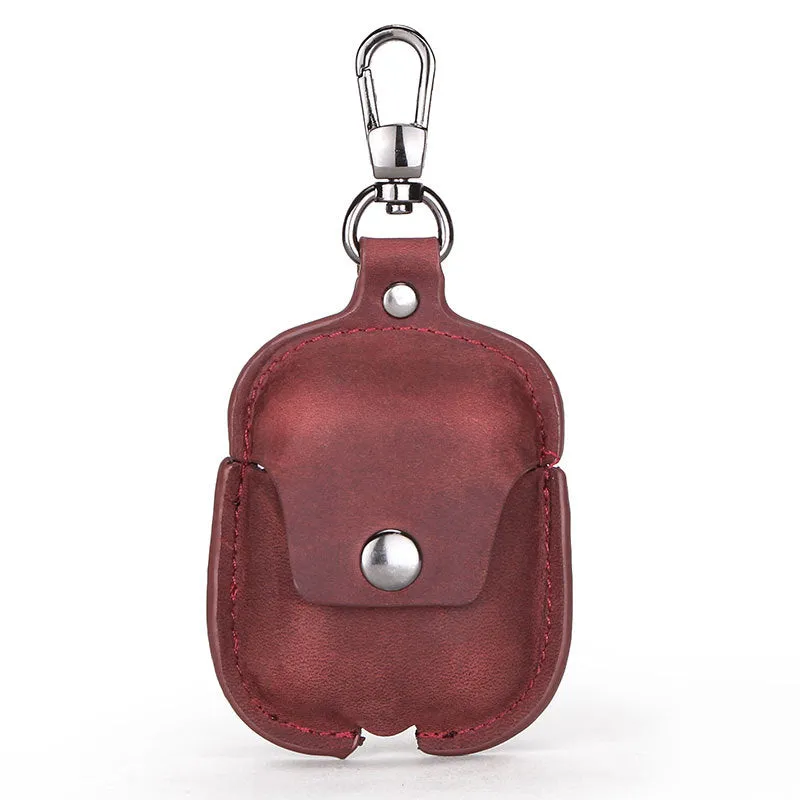 Vintage Genuine Leather AirPods Case with Keychain For AirPods 2 1