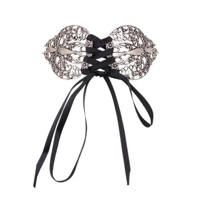 Vintage lace up choker necklace