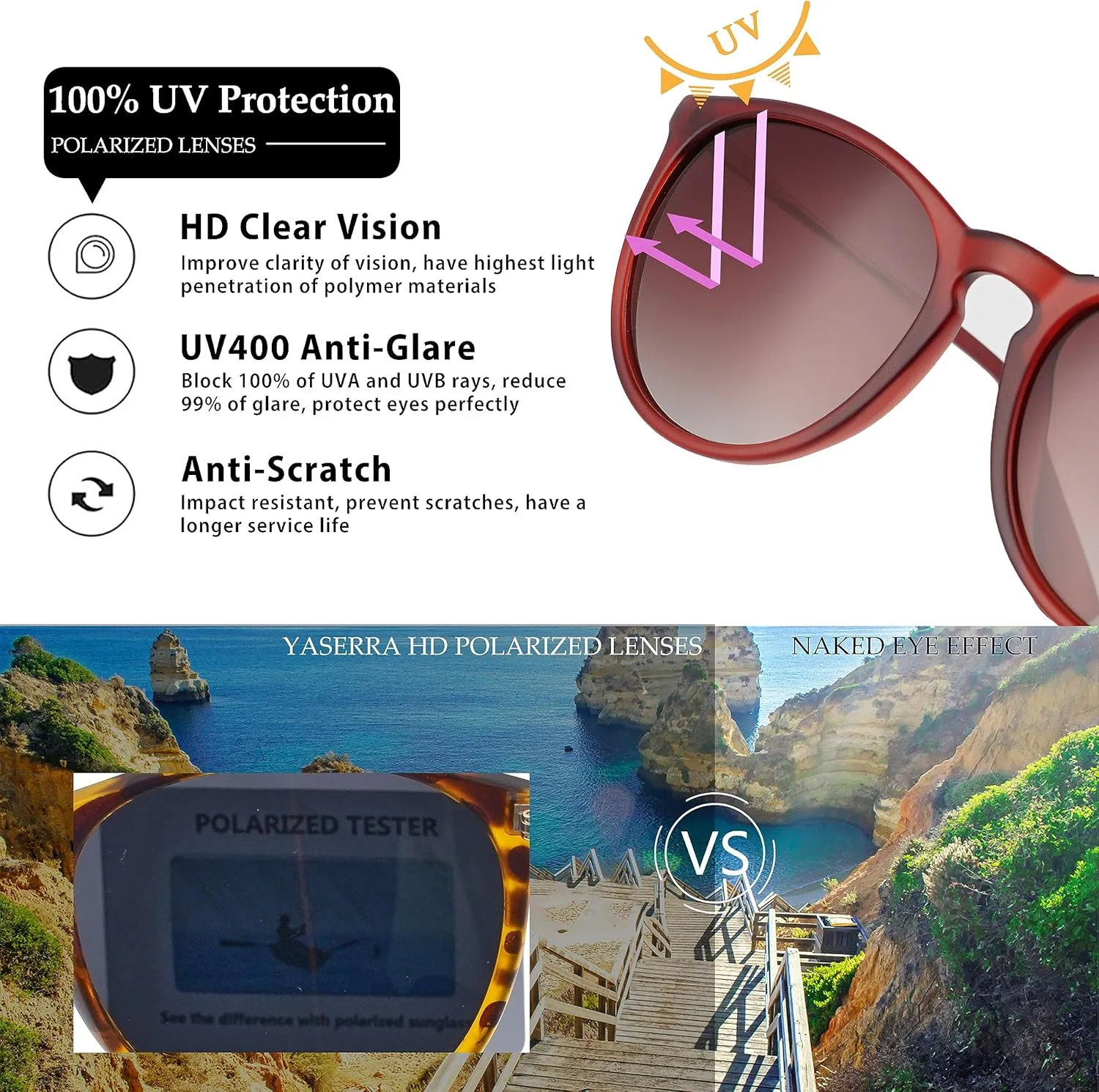 Vintage Round Polarized Sunglasses for Women Men Classic Retro Trendy Designer Style Sun Glasses UV400 Protection