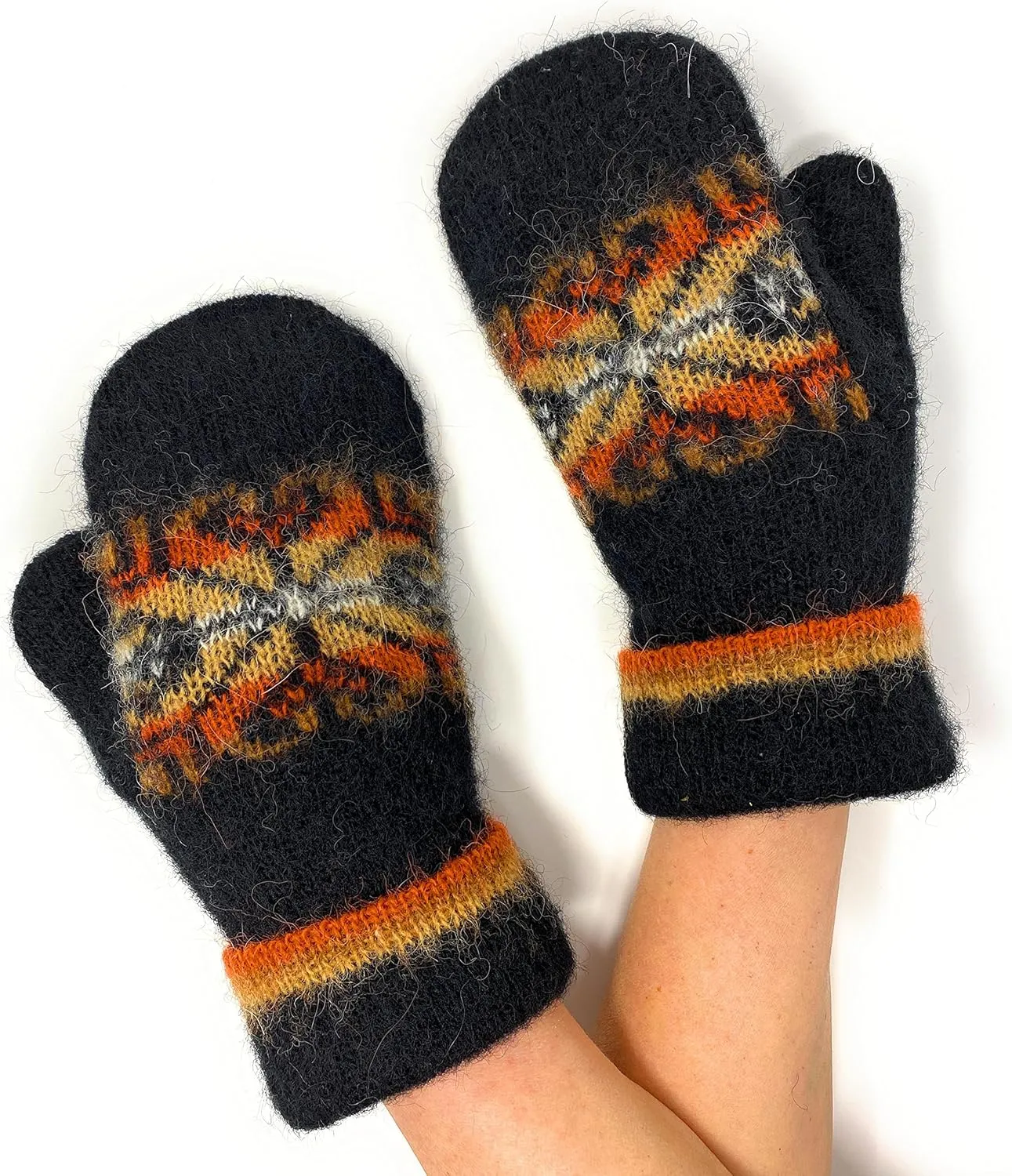 Warm Women Knit Mittens 100% Icelandic Wool Fleece Lined by Freyja Canada