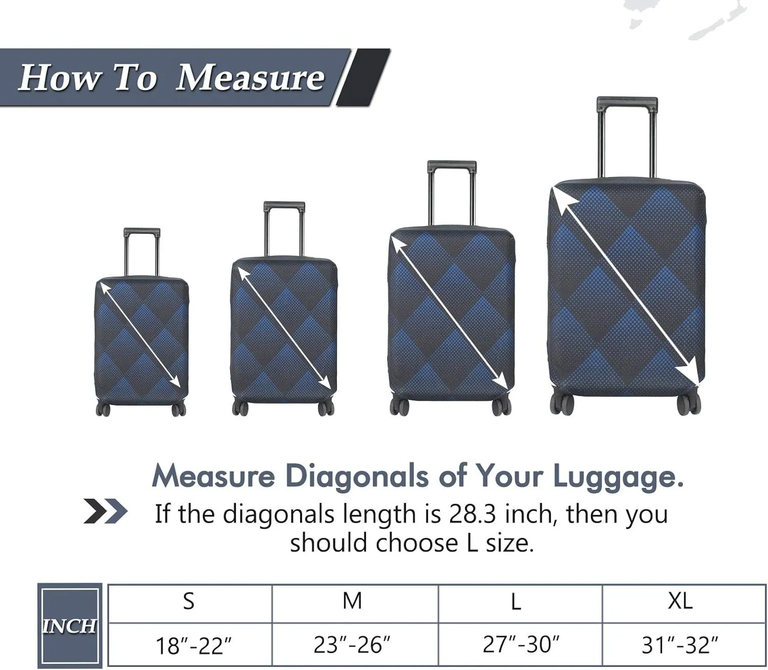 Washable Luggage Cover - Fashion Suitcase Protector Fits 23-26 Inch Luggage (Blue Cube, M)