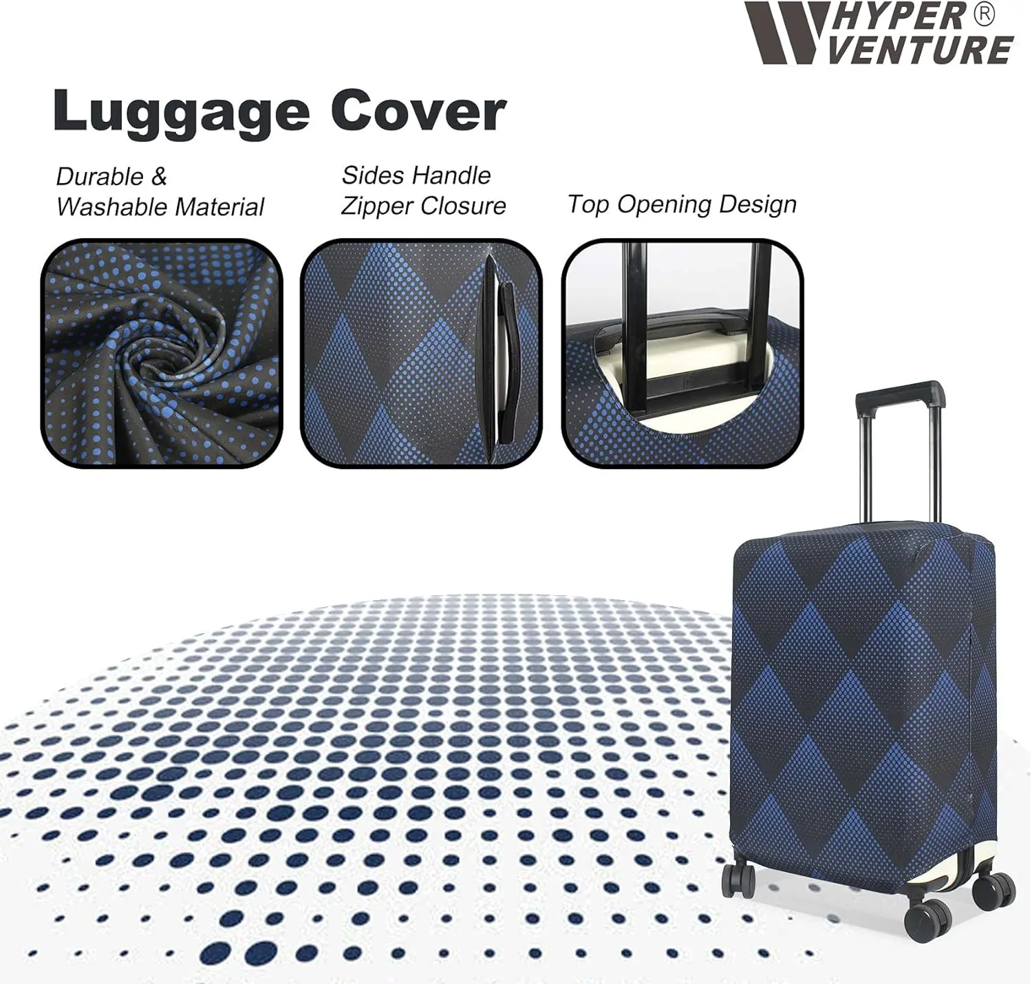 Washable Luggage Cover - Fashion Suitcase Protector Fits 23-26 Inch Luggage (Blue Cube, M)