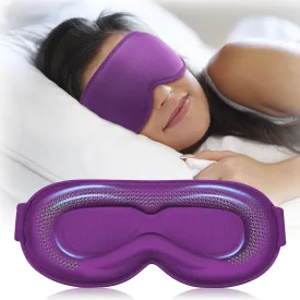 Weighted Eye Mask for Women Men - 3D Blackout Sleep Mask for Airplane Travel, Blindfold for Night Shift Adult, Eye Cover for Eyelash Extensions, Light Blocking Sleeping Mask Must HavePurple