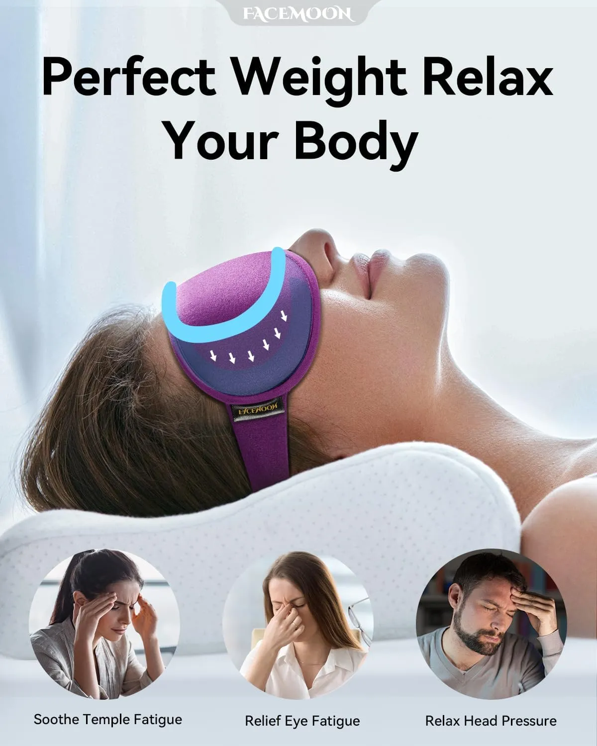 Weighted Eye Mask for Women Men - 3D Blackout Sleep Mask for Airplane Travel, Blindfold for Night Shift Adult, Eye Cover for Eyelash Extensions, Light Blocking Sleeping Mask Must HavePurple