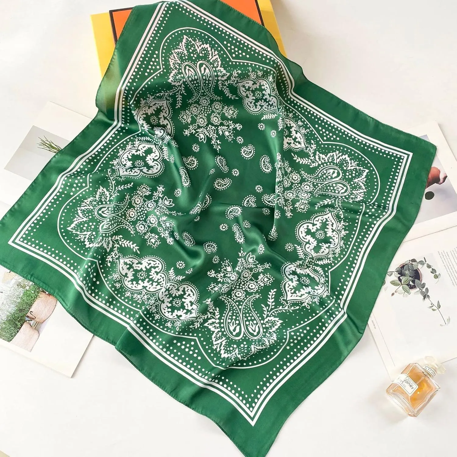 WENLOOY Square Satin Silk Feeling Hair Scarf Headscarf for Women/Men's Necktie Silk Bandanas Pocket Square