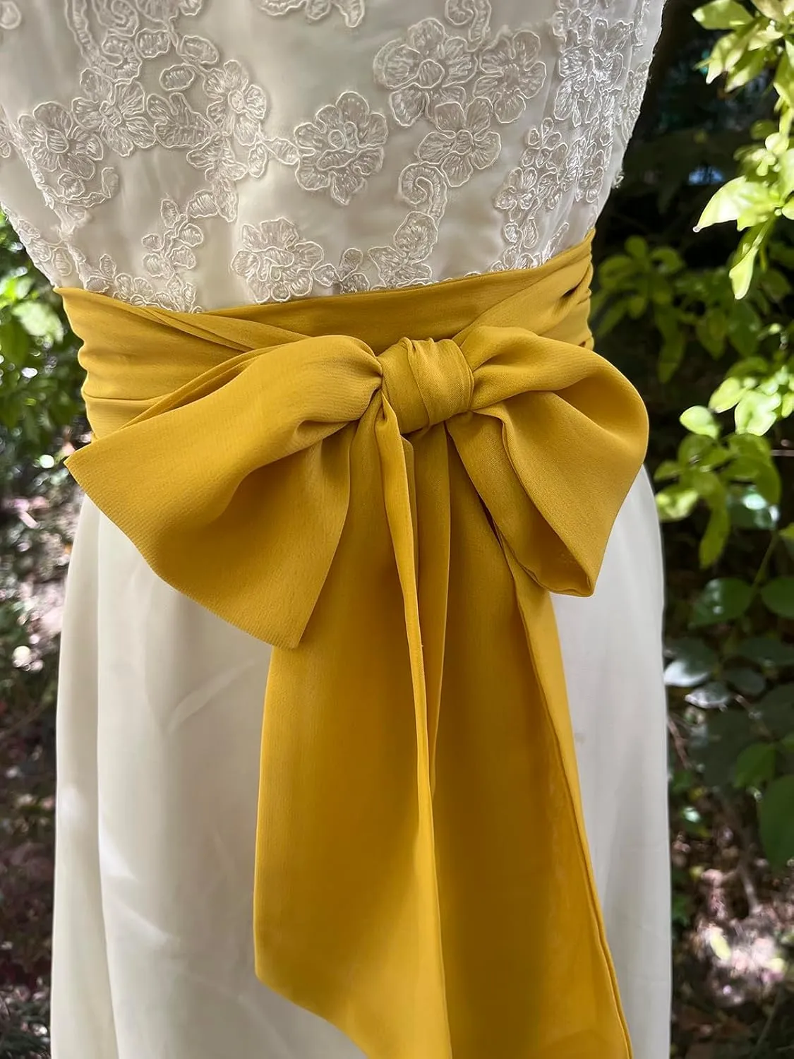 Women Chiffon Sash Corset Belt Waist Bow Tie belt 3.74" Wide for Bridal Wedding Special Occasion Dress