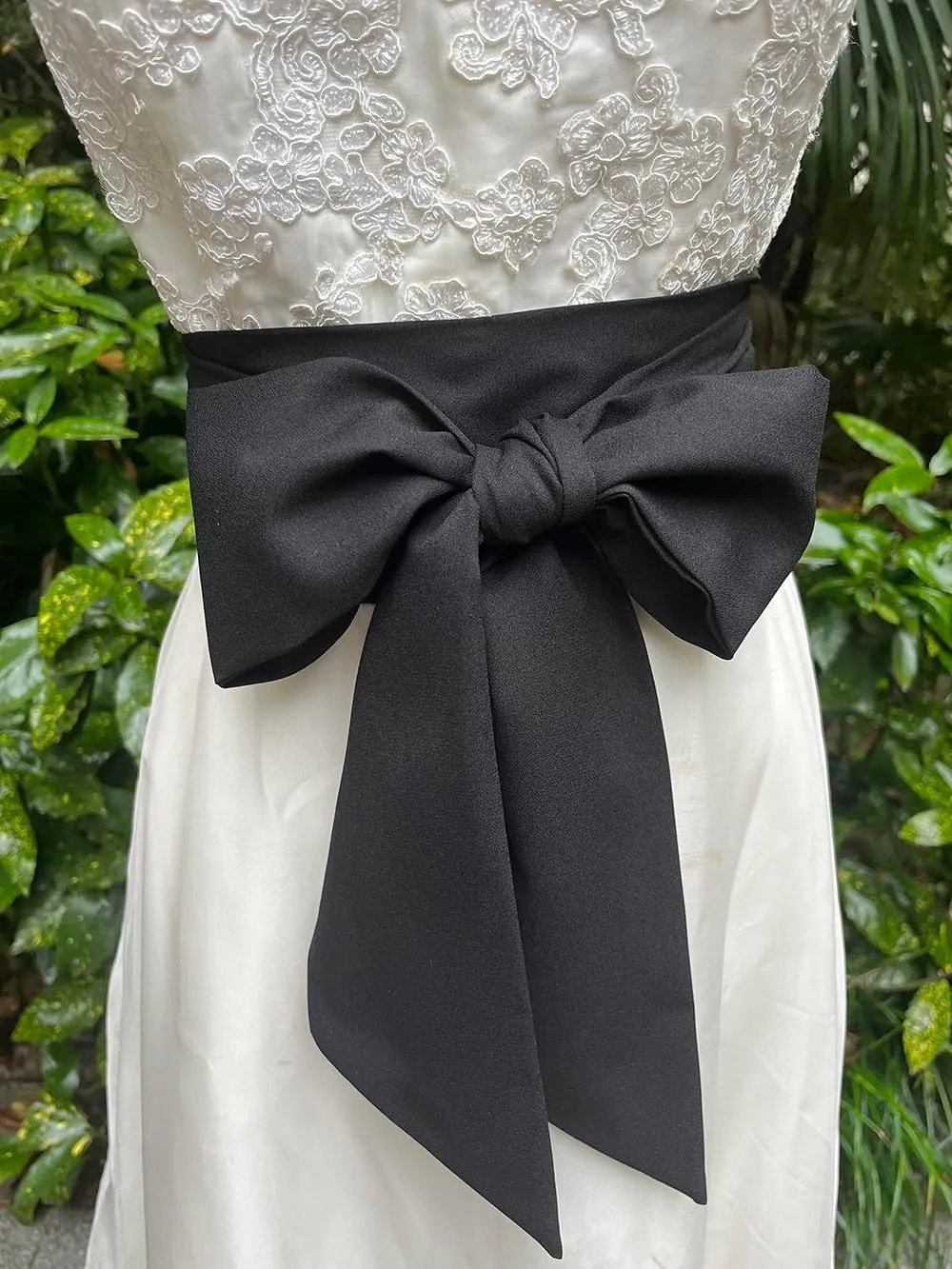 Women Chiffon Sash Corset Belt Waist Bow Tie belt 3.74" Wide for Bridal Wedding Special Occasion Dress